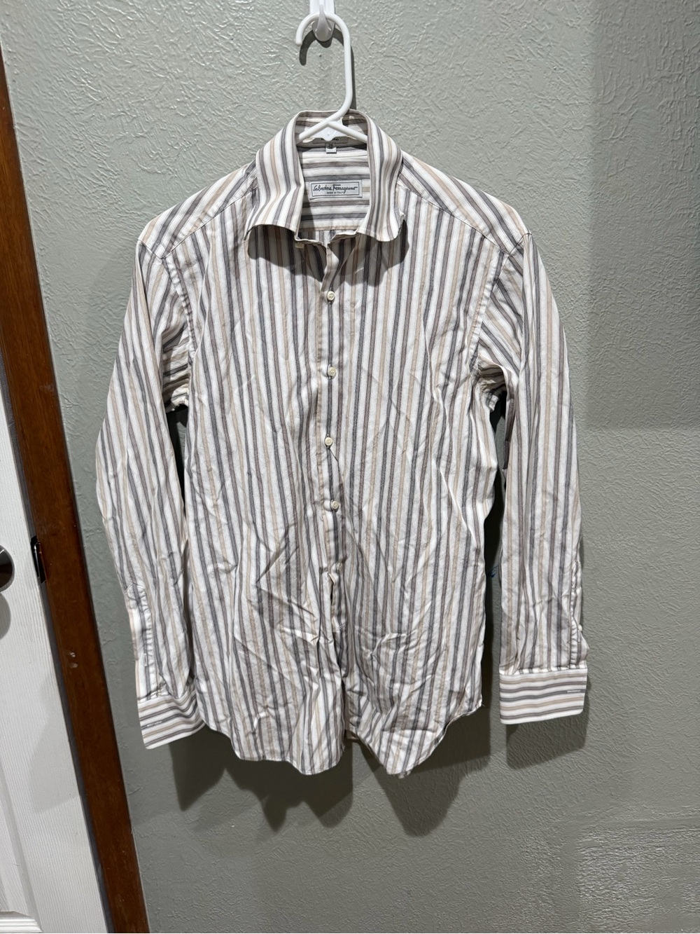 Salvatore Ferragamo Striped Dress Shirt - Beige & White